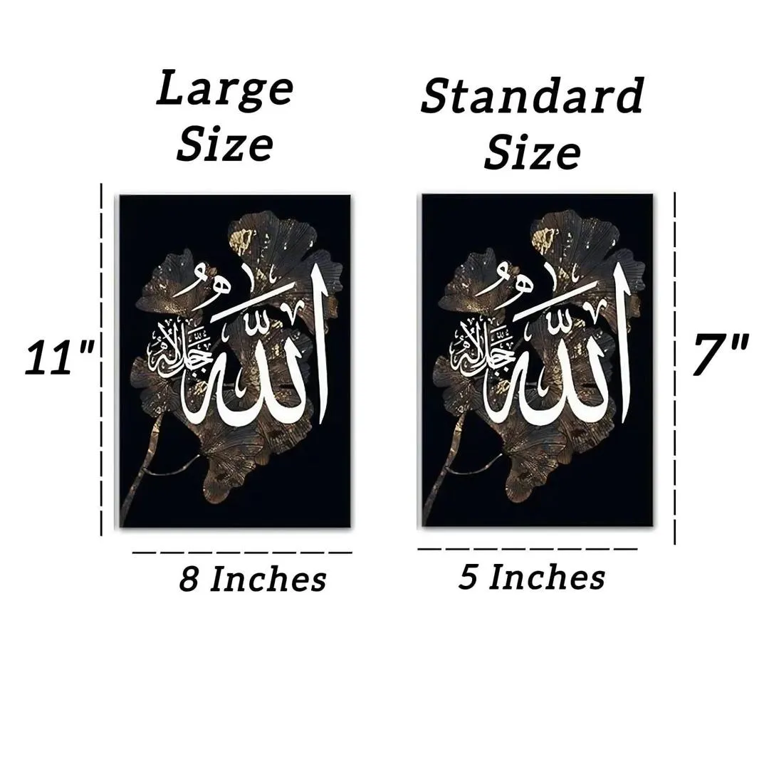 Islamic Calligraphy Wall Art Set of 3 Golden Floral Black photo 2